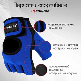 Перчатки спортивные, размер L, цвет синий/чёрный