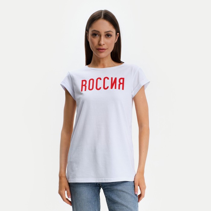 Футболка женская KAFTAN "Россия", р-р 40-42, цвет белый