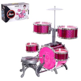 Барабанная установка «Большой музыкант», со стульчиком, цвет розовый
