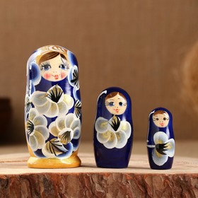 Матрёшка «Марина», синее платье, 3 кукольная. 10 см в Донецке