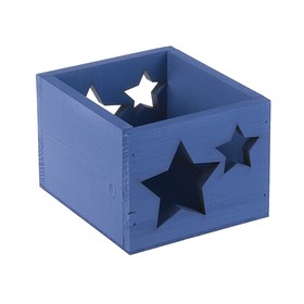 Кашпо деревянное 14.5×12.5×9 см Элегант "Звёзды", синий Дарим Красиво
