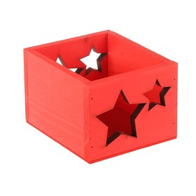 Кашпо деревянное 14.5×12.5×9 см Элегант "Звёзды", красный Дарим Красиво