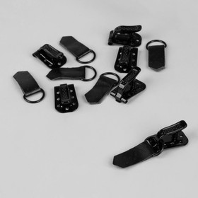 Крючки пришивные, металлические, для верхней одежды, 5 × 1,5 см, 6 шт, цвет чёрный