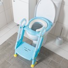 Trim children's toilet seat with a step with padded seat, blue color