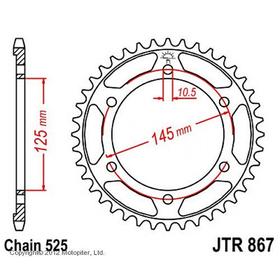 Звезда ведомая JTR867-44, R867-44, JT sprockets 4008263