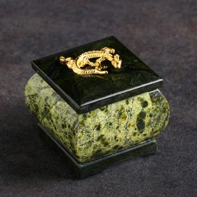 Шкатулка "Коронованная ящерица", 5х5х5 см, натуральный камень, змеевик в Донецке