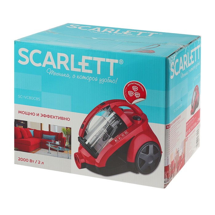 Пылесос Scarlett SC - VC80C85, 2000 Вт, контейнер 2 л, мультициклон, красный 3960371 - фото 42884