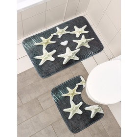 Set of floor mats for bathroom and toilet "Stars" 2 piece