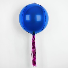 Шар фольгированный 24", набор с лентой, цвет голубой