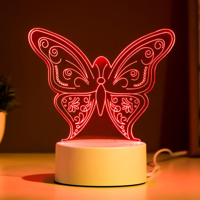 Светильник "Бабочка" LED RGB от сети 9,5х15х16см