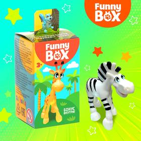 Play set Funny Box "Zoo": a card, a figurine, a sticker sheet