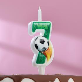 Свеча для торта "Футбольная", 12.5 см, зелёная цифра "7"