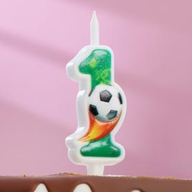 Свеча для торта "Футбольная", 12.5 см, зелёная цифра "1"