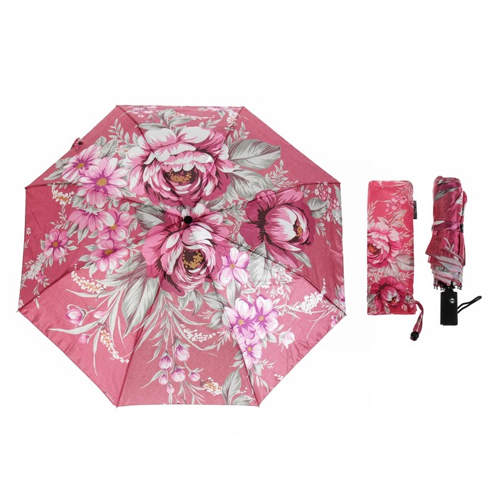 Зонт автоматический &quot;Розы&quot;, R=51см, цвет розовый