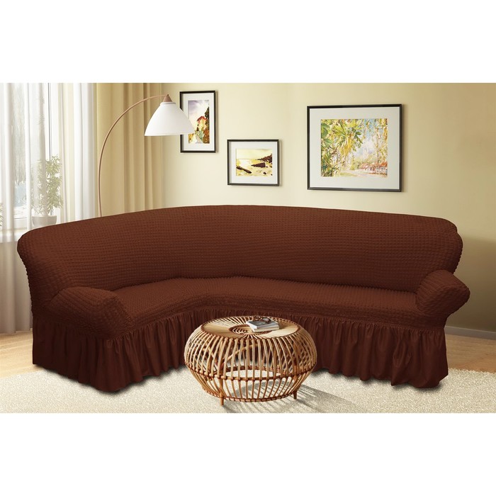 Чехол для мягкой мебели угловой диван 3-х местный 6057, трикотаж, 100% п/э