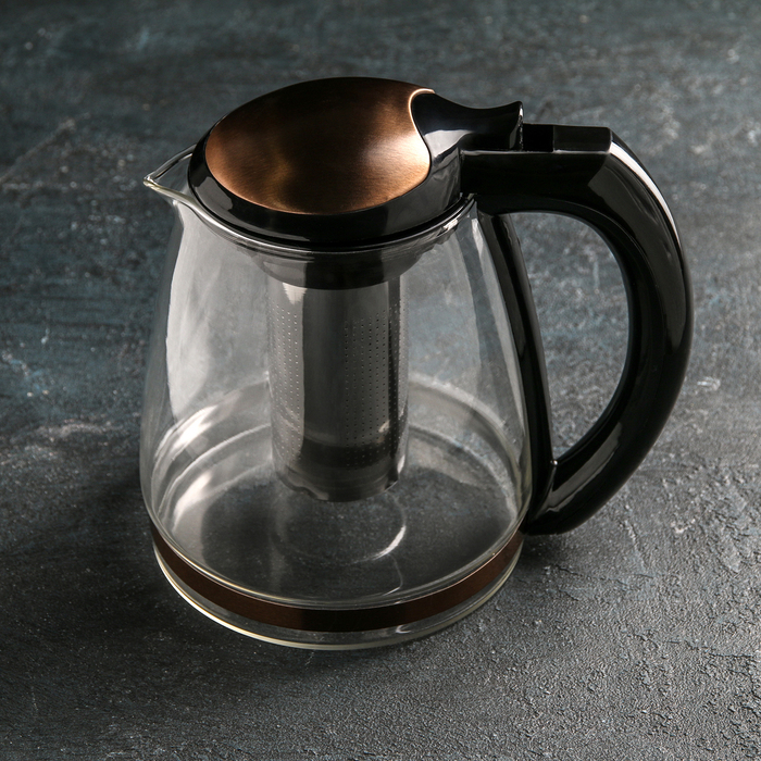 Чайник заварочный «Глянец», с металлическим ситом, 2 л, цвет коричневый