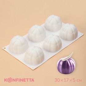 Форма для муссовых десертов и выпечки Доляна «Цветок», 30×17×5 см, 6 ячеек, d=7 см, цвет белый