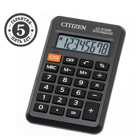 Калькулятор карманный 8-разрядный, Citizen Business Line LC310NR, питание от батарейки, 69 х 115 х 23 мм, чёрный в Донецке