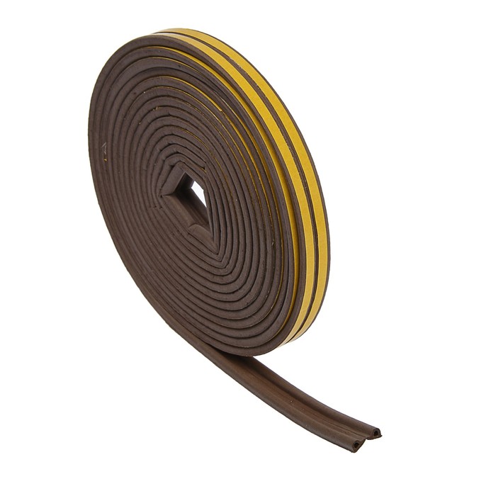 Уплотнитель резиновый ТУНДРА, профиль Р, размер 5.5х9 мм, коричневый, в упаковке 10 м 379473