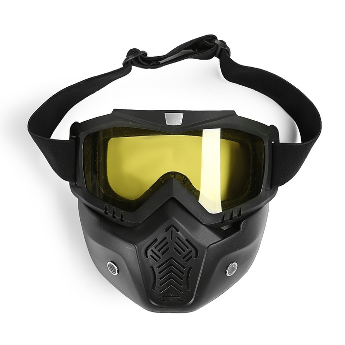 Очки-маска для езды на мототехнике, разборные, стекло желтое, цвет черный - фото 586701