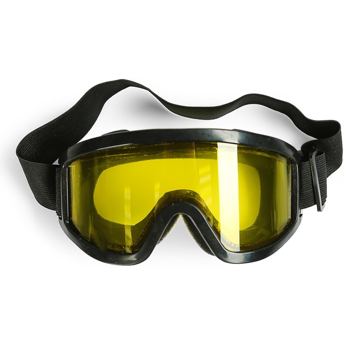Очки-маска для езды на мототехнике, стекло двухслойное желтое, цвет черный - фото 799736676
