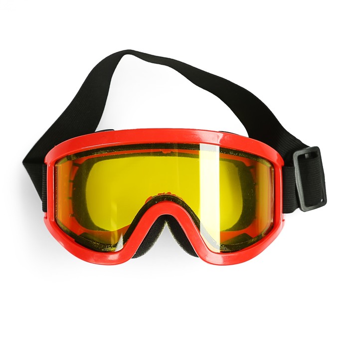 Очки-маска для езды на мототехнике, стекло двухслойное желтое, цвет красный - фото 799043489