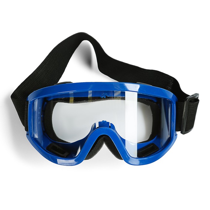 Очки-маска для езды на мототехнике, стекло прозрачное, цвет синий - фото 798094857