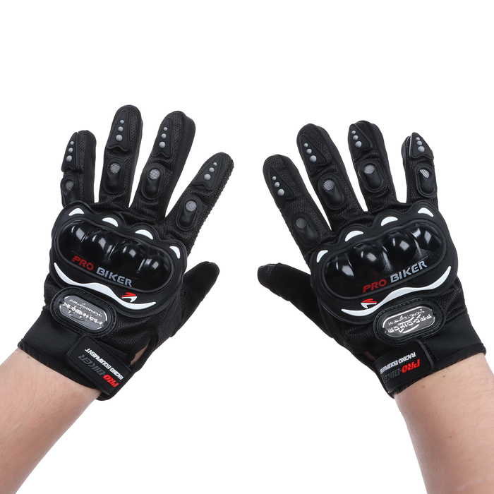 Перчатки для езды на мототехнике, с защитными вставками, пара, размер M, черные - фото 282745798