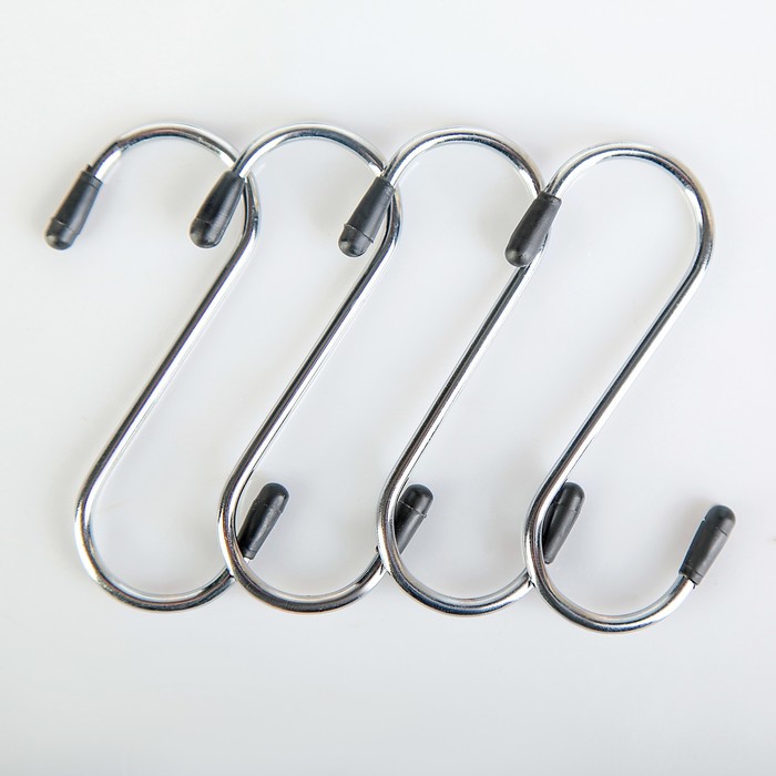 Набор крючков для рейлинга Доляна, d=2,5 см, 8 см, 4 шт, цвет хром - фото 798095869