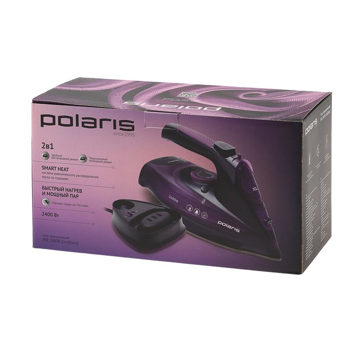 Утюг Polaris PIR 2489K Cordless, 2400 Вт, беспроводной, керамическая подошва, фиолетовый 4000636 - фото 20533