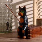 Интерьерный сувенир "Кот рыбак" чёрный 20 см - фото 8347866