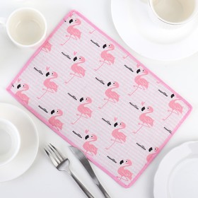 Коврик для сушки посуды Доляна «Фламинго», 20×30 см, лён