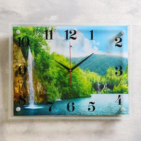 Часы настенные, серия: Природа, "Озеро и водопад", 35х45 см