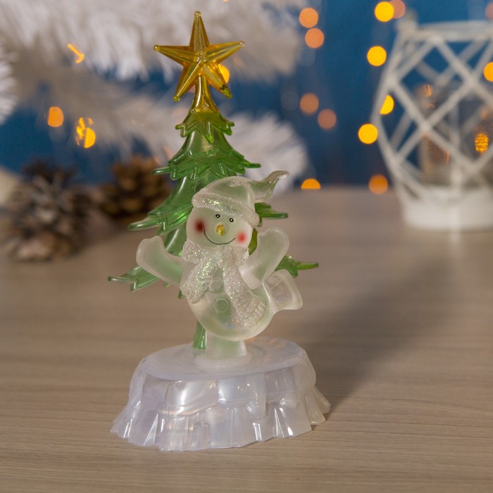 Игрушка световая "Снеговик под елкой" (батарейки в комплекте) 1 LED, RGB