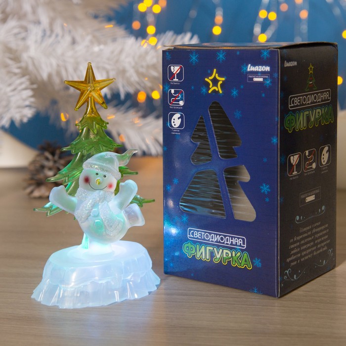 Игрушка световая "Снеговик под елкой" (батарейки в комплекте) 1 LED, RGB