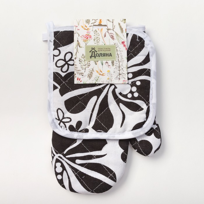 Кух. набор 2 пр. Доляна"Тренд",прихватка 17x17 см, рукавица 26х16 см,100% п/э - фото 798098961