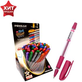 Ручка гелевая Pensan "Glitter Gel", чернила 8 цветов с блестками, микс, узел 1 мм, линия письма 0,5 мм, резиновый держатель, дисплей
