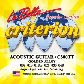Струны для акустической гитары LA BELLA C500TT Super Light, бронза