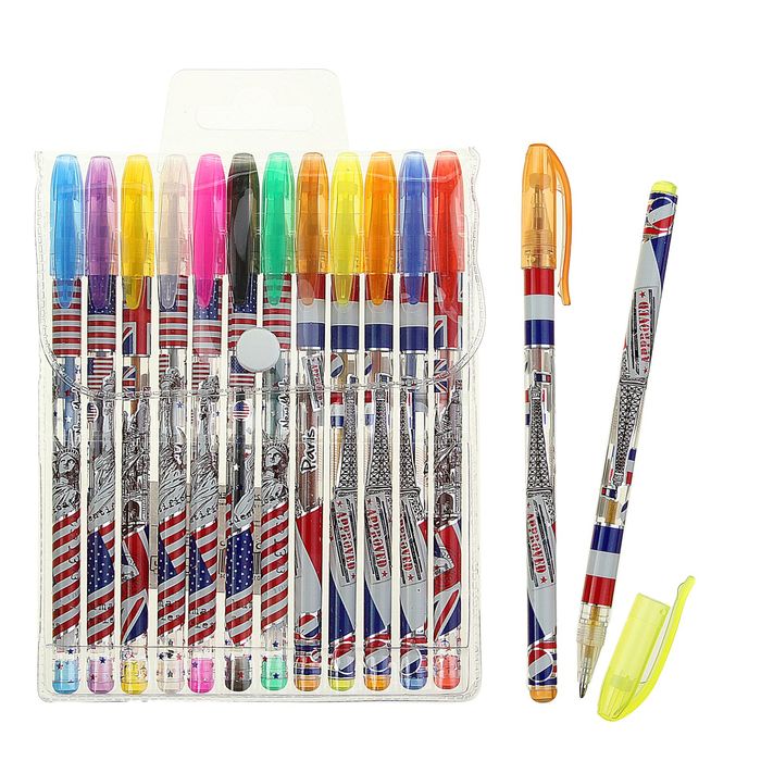 A set of gel pens, 12 colors, "Flags" MIX