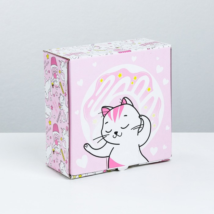 Коробка‒пенал «Милые котики», 15 × 15 × 7 см