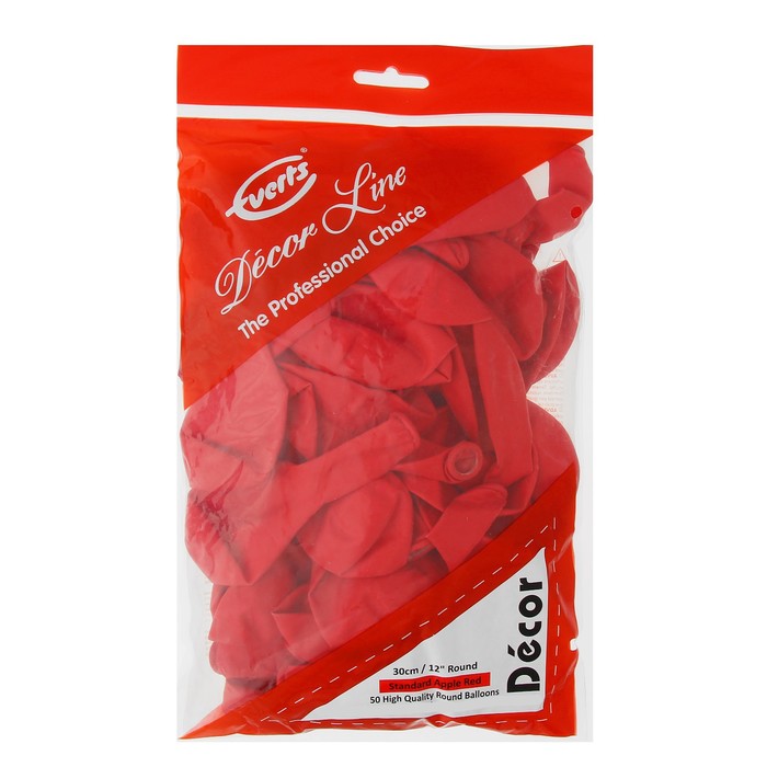 Шар латексный 12", стандарт, набор 50 шт., цвет красный - фото 798103634