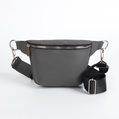 Pouch belt, division zipper, adjustable strap, color gray