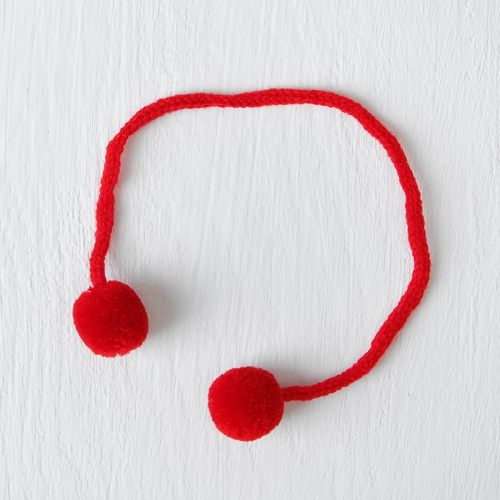 Декоративный элемент на верёвочке 2 шарика, d= 1,5 см, набор 6 шт., цвет красный - фото 11062338