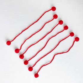 Декоративный элемент на верёвочке 2 шарика, d= 1,5 см, набор 6 шт., цвет красный - фото 11062340