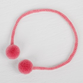 Декоративный элемент на верёвочке 2 шарика, d= 1,5 см, набор 6 шт., цвет нежно - розовый