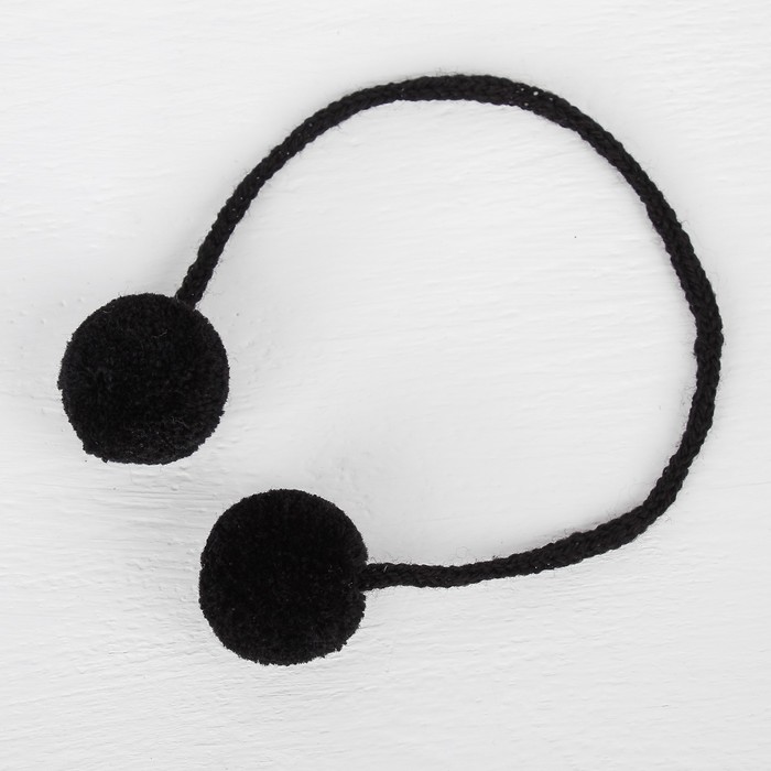 Декоративный элемент на верёвочке 2 шарика, d= 3 см, набор 4 шт., цвет чёрный - фото 1415679