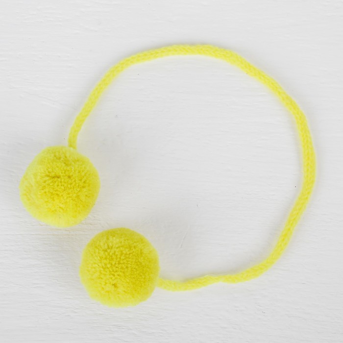 Декоративный элемент на верёвочке 2 шарика, d= 3 см, набор 4 шт., цвет жёлтый - фото 8518743