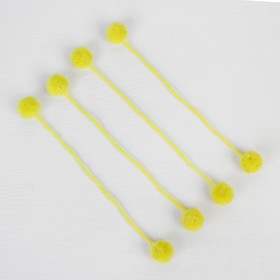 Декоративный элемент на верёвочке 2 шарика, d= 3 см, набор 4 шт., цвет жёлтый - фото 8518745