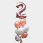 Фонтан из шаров "2 годика", для девочки, с конфетти, латекс, фольга, 10 шт. - фото 5066278