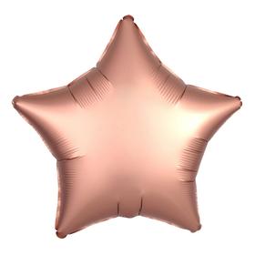 Шар фольгированный 10" "Звезда" с клапаном, матовый, цвет розовое золото (5 шт)
